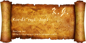 Korényi Joel névjegykártya